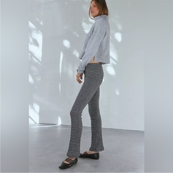 Urban Outfitters | Pria Knit Pull On Flare Pant Black White Tweed New Small NWT - Picture 6 of 11